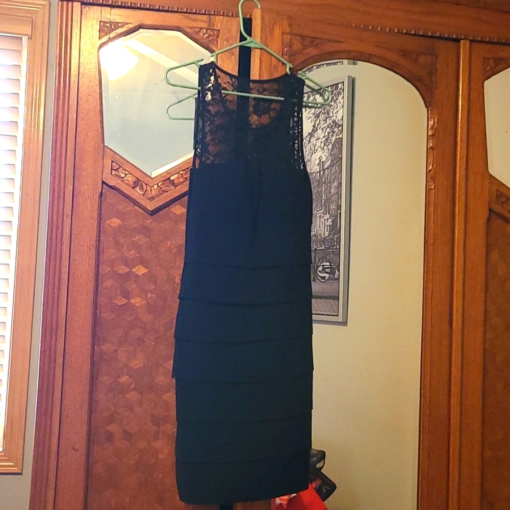 Black Sheath dress with lace detail